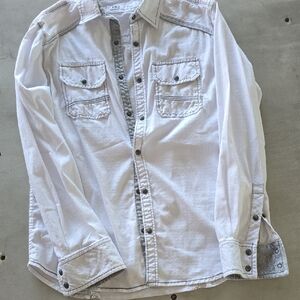 DKNY Light Gray Button-Up Shirt